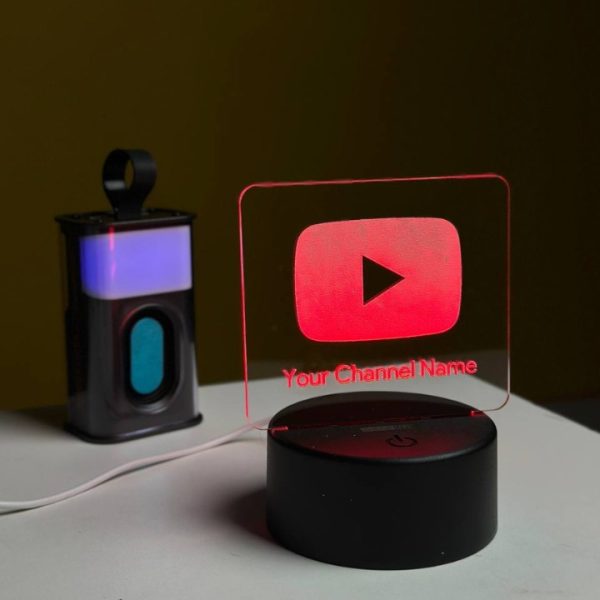 Customizable Youtube Logo Design Acrylic Multicolor Night Lamp